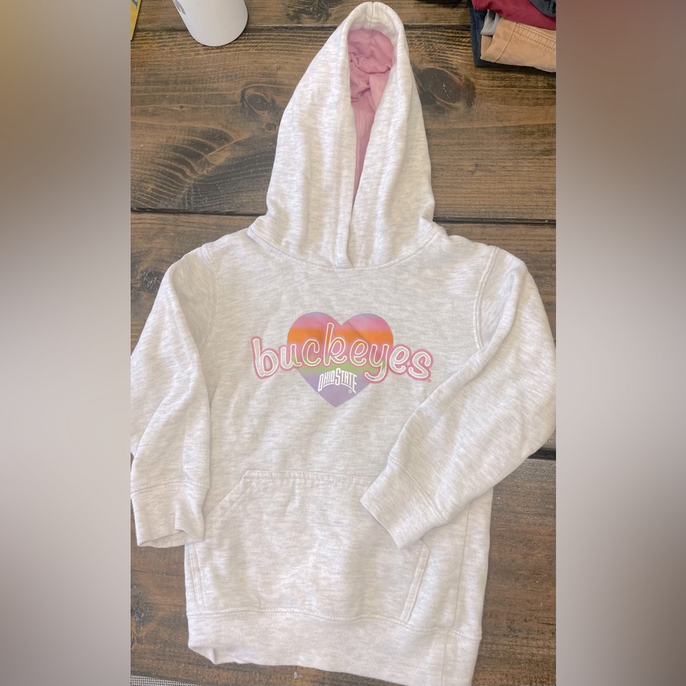 Girls Gray Buckeyes Hoodie with Pink Accents XS